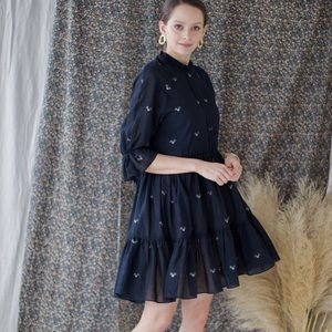 Mirth napa mini dress black jamdani